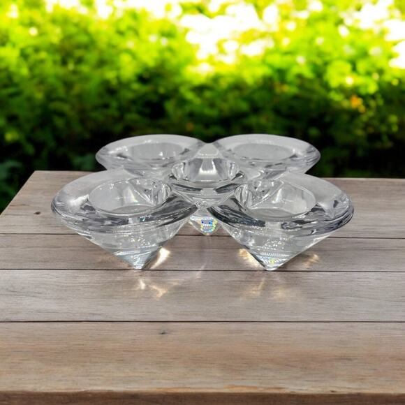 Modern Crystal Votive Candle Holder–5 Cone Geometric Design–Glass Tealight - Picture 5 of 9